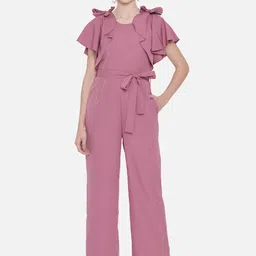 ALL WAYS YOU Round Neck Waist Tie Ups Culottes Jumpsuit with Ruffles-picture-5