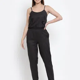 NEUDIS Women Black Basic with Ruffles Jumpsuit-image-68