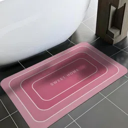 Cortina Pink Printed Microfibre 300 GSM Anti-Skid Bath Rug-image-92