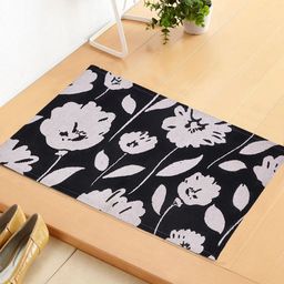 KRAVIKA Black Printed GSM 150 Cotton Bath Rug-image-54