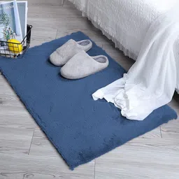 LUXEHOME INTERNATIONAL Blue Solid 1800 GSM Rectangular Bath Rug-image-67