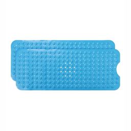 Kuber Industries Blue 2 Pieces Textured Anti Skid 240GSM Bath Rugs-35