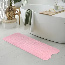 Savya Home Pink Textured Soft Rubber 210 GSM Anti Slip PVC Bath Mat-56