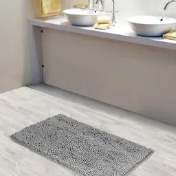 Lushomes Grey Anti-Slip Bathmat with High Pile Microfiber-18
