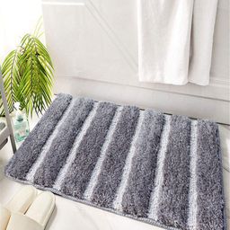 LUXEHOME INTERNATIONAL Grey Striped 1600 GSM Bath Rugs-image-99