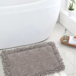 Saral Home Grey Solid Cotton Shaggy Bath Mat-image-33