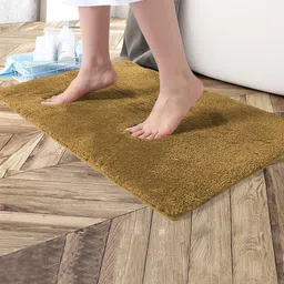 LUXEHOME INTERNATIONAL Gold-Coloured Solid Microfibre Bath Rug-image-40