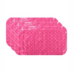 Kuber Industries Pink 3 Pieces 240 GSM Bath Rugs-26