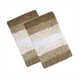 THE HOME TALK Beige & White 2 Pieces 1300 GSM Cotton Bath Rug-image-32