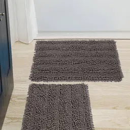 Saral Home Grey Set of 2 1666 GSM Cotton Shaggy Mat-32