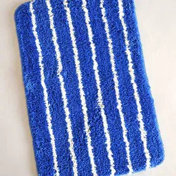 Ariana 2 Pcs Blue & White Striped 1600 GSM Microfibre Anti-Skid Bath Rugs-picture-18