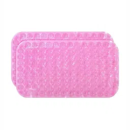 Kuber Industries Pink 2 Pieces Textured Anti Skid 240GSM Bath Rugs-43