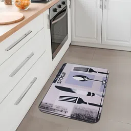 Savya Home Grey & Black Printed 210 GSM Anti Skid Bath Mat-35