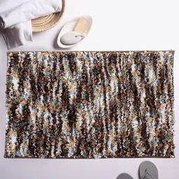 LUXEHOME INTERNATIONAL Brown & White Bath Rug-image-62