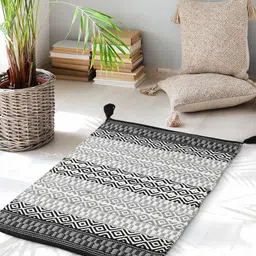 SASHAA WORLD Black & Grey Cotton Floor Dhurries-22
