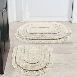 Saral Home BERA Off White 2 Pieces Embossed 3000 GSM Cotton Bath Rugs-image-45