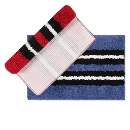 LUXEHOME INTERNATIONAL Unisex Set Of 2 Striped Microfibre 1800 GSM Bath Rug-image-70