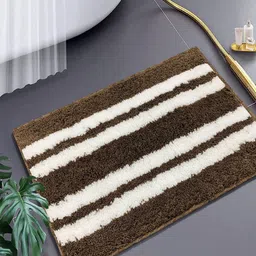LUXEHOME INTERNATIONAL Brown Striped Anti-Slip Bath Rugs-picture-40