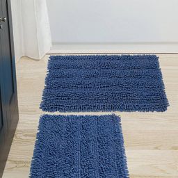 Saral Home Set Of 2 Blue Cotton 1666 GSM Shaggy Mat-41