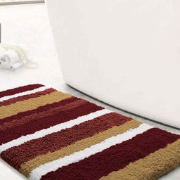 LUXEHOME INTERNATIONAL Red & Mustard Yellow Striped 2400 GSM Bath Rugs-15