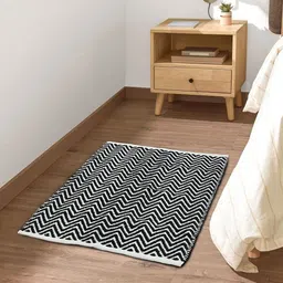 THE HOME TALK Grey & White Printed 1450 GSM Cotton Bath Rugs-image-41