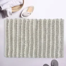 THE HOME TALK Grey & White Striped Anti Skid Bath Rugs-image-44