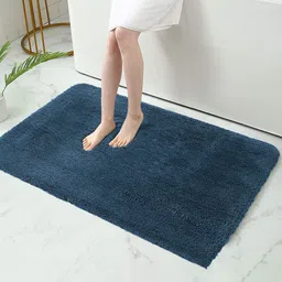 LUXEHOME INTERNATIONAL Teal-Blue Self-Design 2200 GSM Anti-Slip Bath Rug-image-39