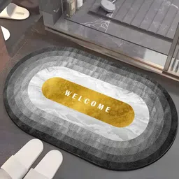 UMAI Grey & White Printed 300 GSM Anti Skid Bath Rugs-40