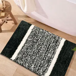 LUXEHOME INTERNATIONAL Black & White Textured Polyester Anti Skid 1800GSM Bath Mat-24
