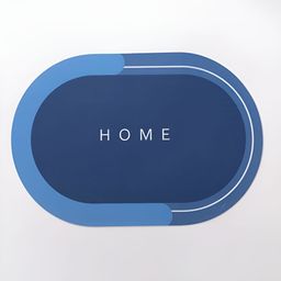 Savya Home Navy Blue & White Printed 210 GSM Anti Slip Bath Mat-62
