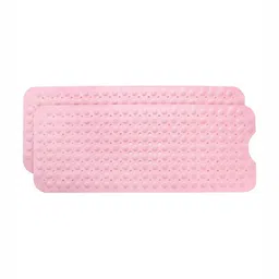 Kuber Industries Pink 2 Pieces Textured Anti Skid 240GSM Bath Rugs-27