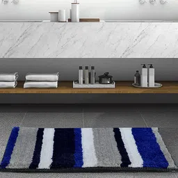 ROSEATE Blue Striped 2000 GSM Anti-Skid Bath Rug-image-43