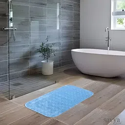 Savya Home Blue Textured 210 GSM Bath Mat-41