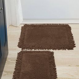 Saral Home Set Of 2 Brown Cotton 1666 GSM Shaggy Mat-64