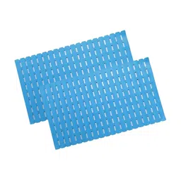SAVYA HOME 2 Pieces Blue Textured 210 GSM Anti Skid Bath Mats-17
