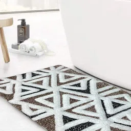 SENSES Brown & White Embossed 2000 GSM Cotton Anti-skid Bath Rug-picture-54