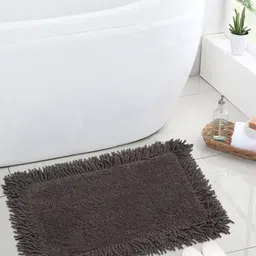 Saral Home Grey Solid Cotton 1666 GSM Shaggy Bath Mat-image-72