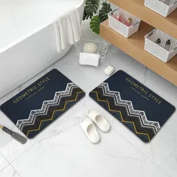 DREAM WEAVERZ Black & White 2 Pcs HD Printed 400 GSM High Water Absorbent Bath Mats-43