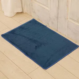 Ariana Navy Blue Texture 1000 GSM Microfiber Bath Rugs-image-36