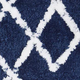 Living scapes by Pantaloons Navy-Blue & White Geomantic Design With Tasselled 1600 GSM Rectangular Bath Rug image 2