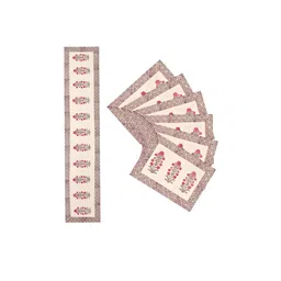 BLOCKS OF INDIA Pink & Beige 7 Pcs Ethnic Motifs Printed Cotton Table Linen Sets image 4