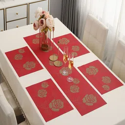 HOKIPO Set Of 5 Floral Print Table Mats & Table Runner-4