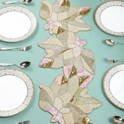 YWULY Beige Beaded Table Runner-18