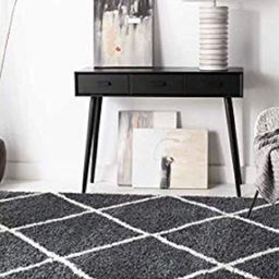 AaHo Decor Blue & White Geometric Shaggy Carpet-image-69