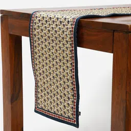 Ritu Kumar Off White & Blue Printed Table Runner image 1