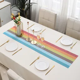 HOKIPO Red & Blue Striped Rectangular Table Runner-32
