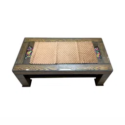 MONKDECOR Brown Textured Velvet Rectangular Table Runner-13