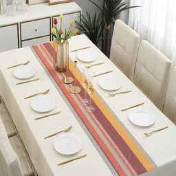 HOKIPO Red & Yellow Stripes Design Rectangular Table Runner-27