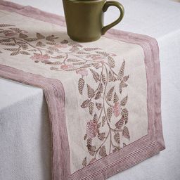 Fabindia Maroon & Off White Cotton Block Print Runner-5