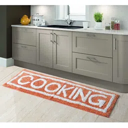 AEROHAVEN Peach-Coloured & White Typography Anti-Slip Kitchen Runner-21